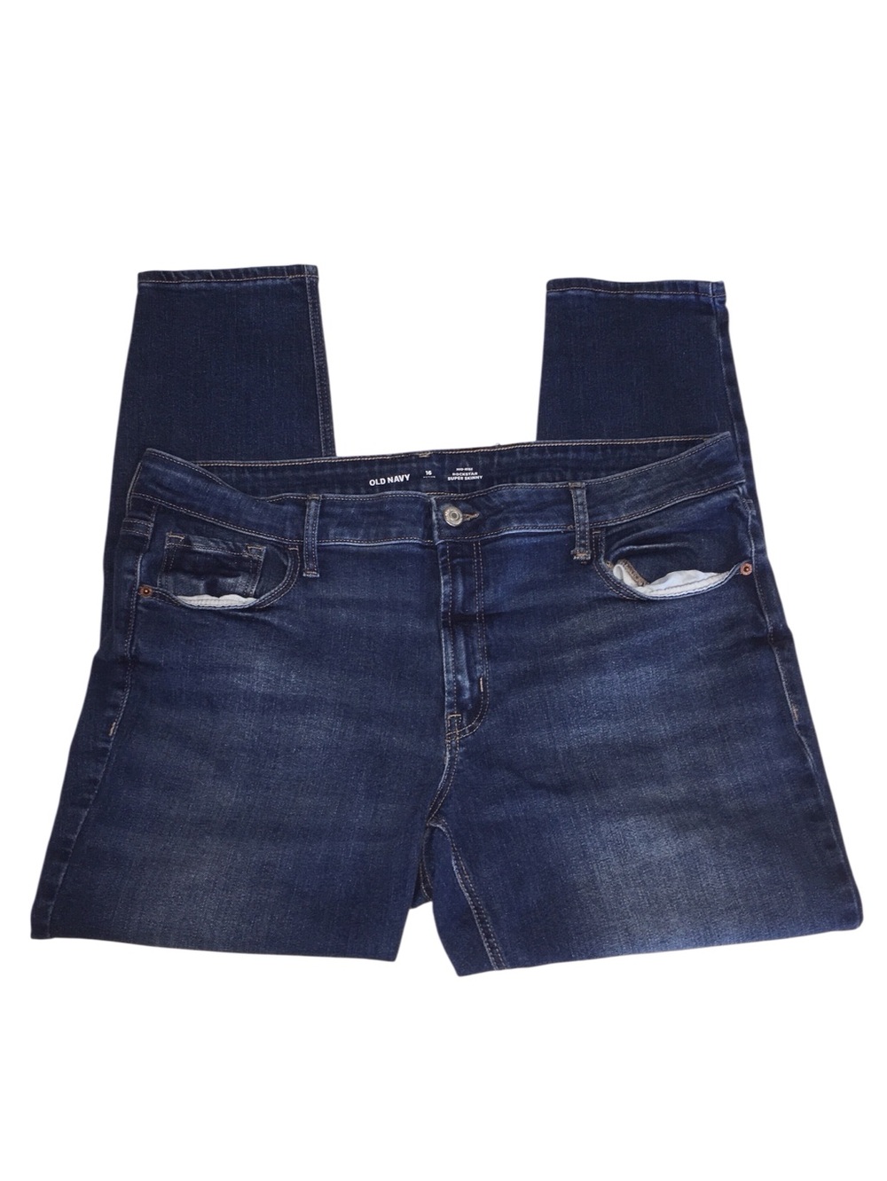 Old Navy Dark Wash Mid Rise Denim Skinny Jeans, 16 Petite